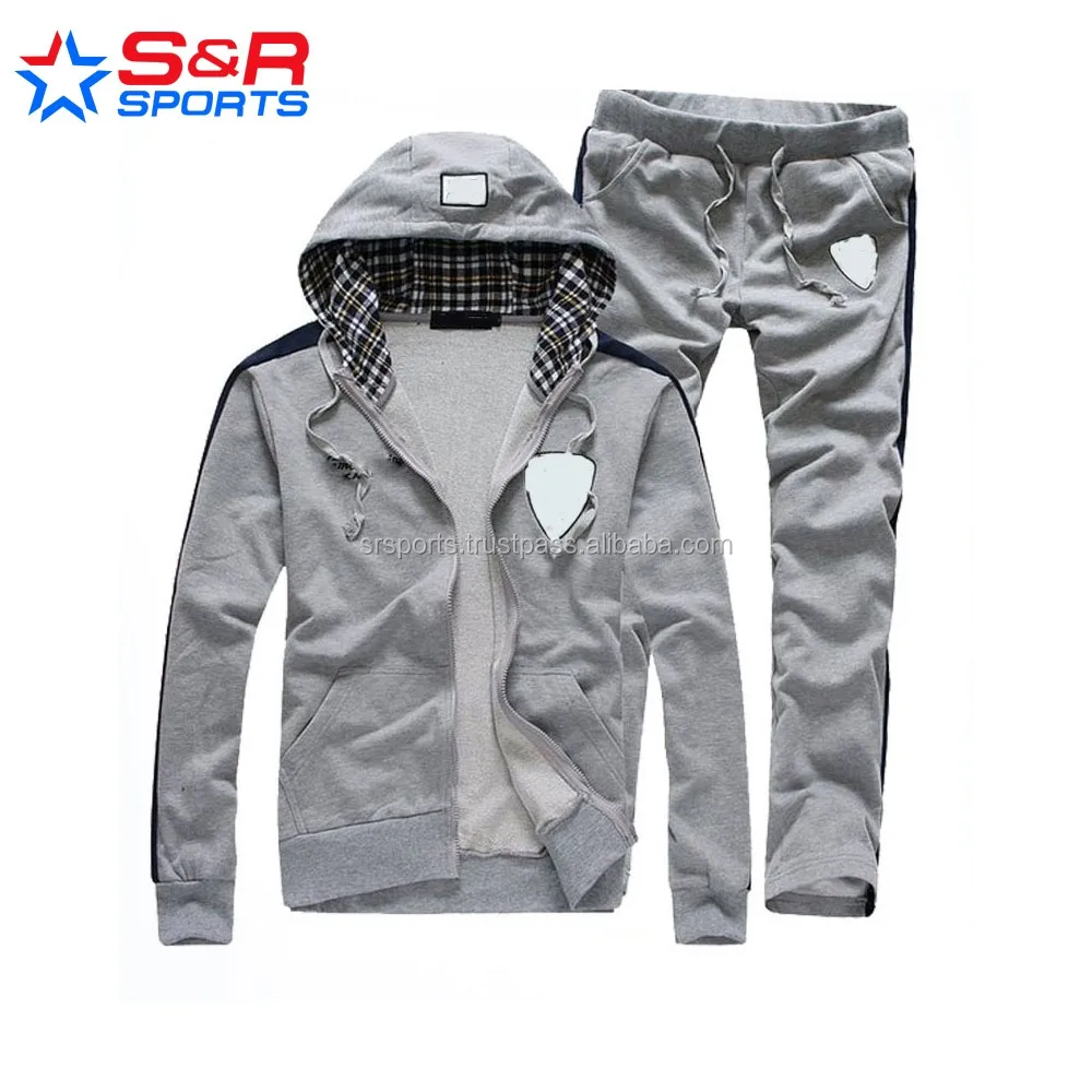 Wholesale 100%cotton Fleece Sports Hooded Track Suits For Men Running ...