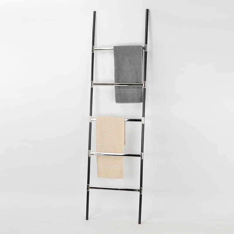 Matte Black Finish Wall Leaning Towel Ladder With 5 Rail - Buy Standing ...