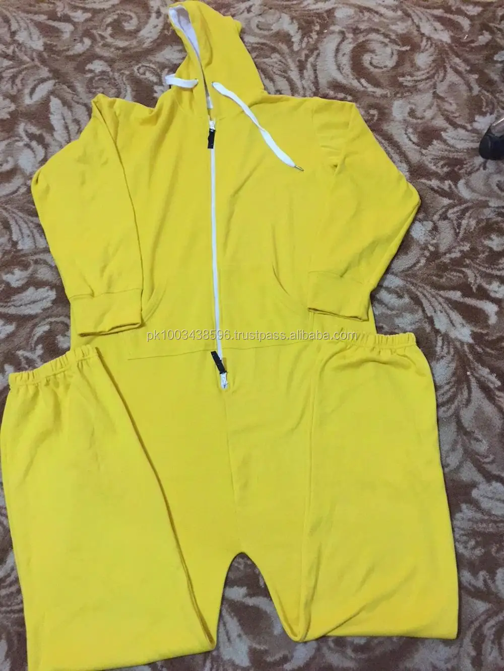 casual plain zipper design sport jumpsuit