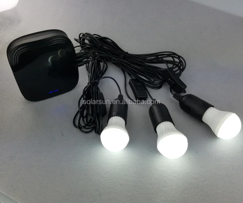 DC 6V/12V/2.5A 20W portable mini solar panel system with 3 led bulbs for small house