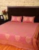 Red Golden Damask Hand Block Printed Cotton Wedding Hall Decorative Double Bedding Set