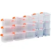 400827 Large small stackable clear pretty plastic storage boxes with lids bins containers box tubs baskets crates cube totes