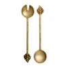 Leaf End Handle Round Brass Salad Server