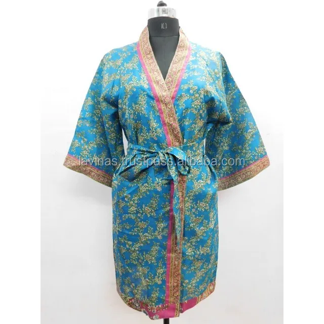 Indian Vintage saree kimono Night Wear Robes Bridal Party Robes Beach wear robe Dressing gown sari kimono Indian kimono robe #KTIC 522
