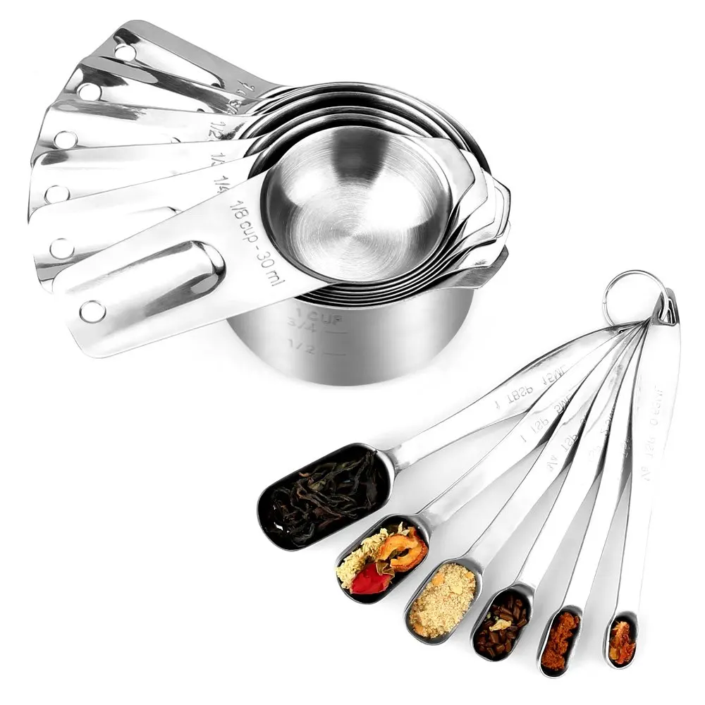Quality-01 7-Piece Stainless Steel Measuring Spoon & Cup Set – 18/8 Heavy Duty, MC13