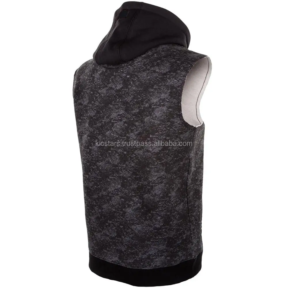 sleeveless full zip hoodie