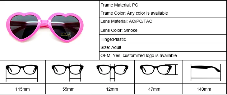 Uv400 pc country flag frame heart shape promotional custom sunglasses