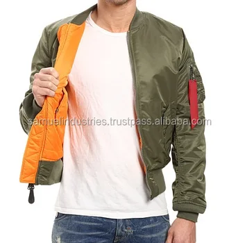 Olive Green Er Jacket With Inside Orange Lining Men Aviator Olive Green Er Jacket With Inside Orange Lining Men Aviator Flight Jackets Ma 1