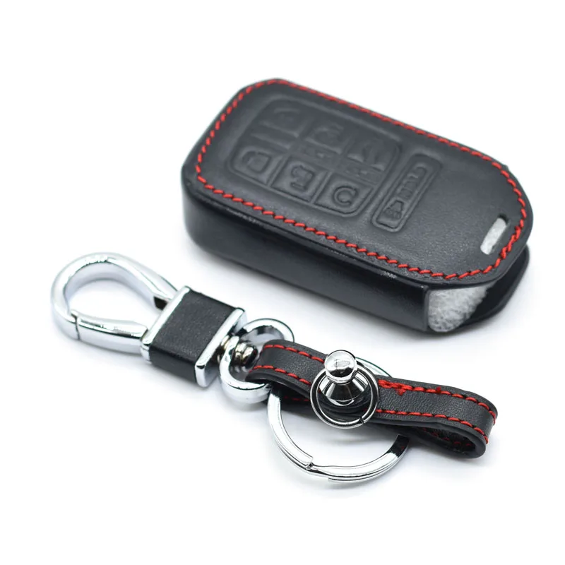 Lcyam Leather Key Fob Cover Case for Honda Odyssey Elite Ex 2018 2019 Smart Keyless Remote 7 Button 