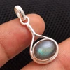 Ellipse shape moonstone, larimar gemstone wholesale jewelry 925 sterling silver pendant
