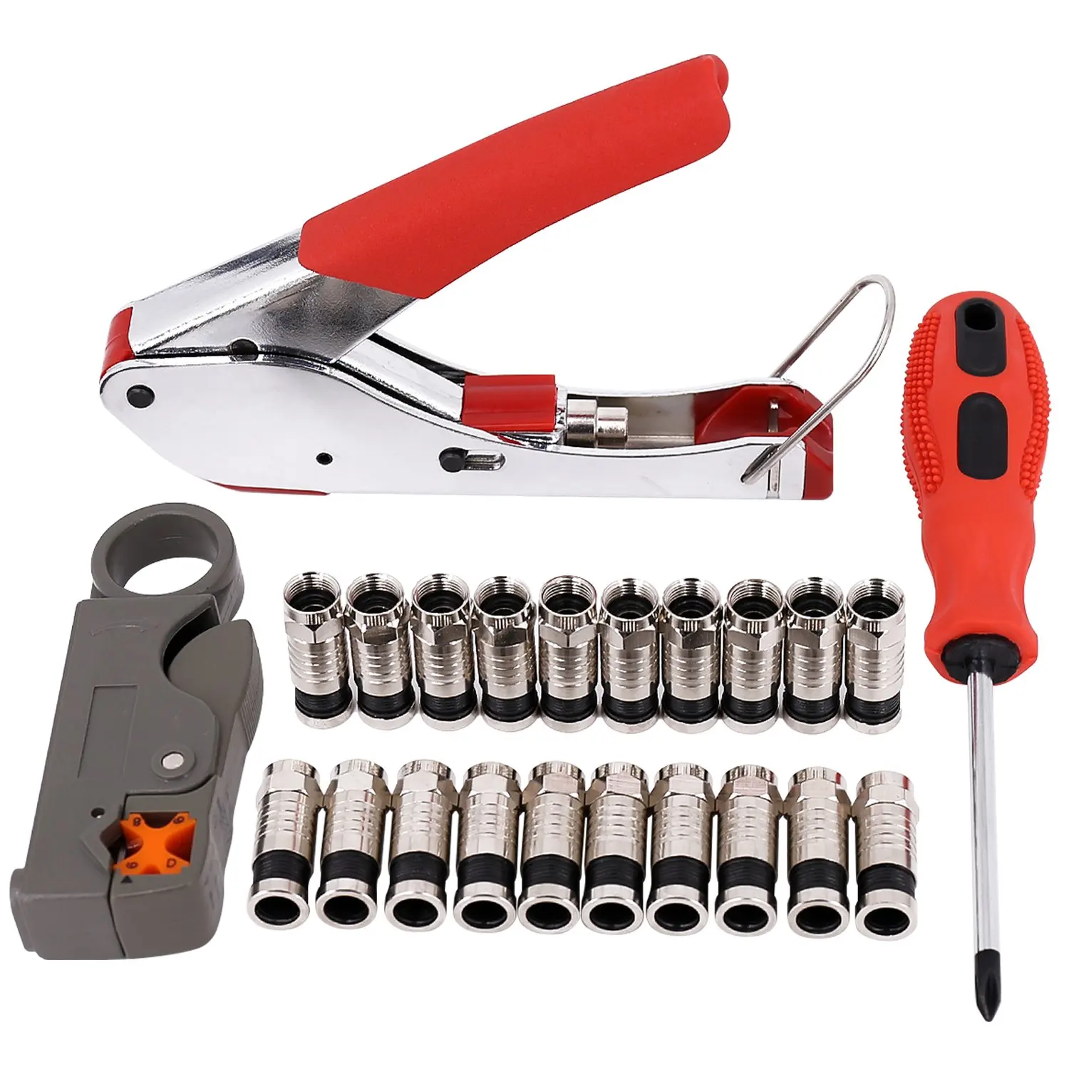 thumbnail image 2 of LAswitch Compression Crimp Tool Kit – RG59 RG6 F Connector + Coax Cable Stripper (RG58 Ready) 2 of 2