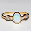 Sterling Silver Opal and diamond ring - Opal diamond ring
