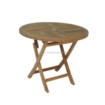 Natural Teak Wood Round Folding Table Garden Furniture