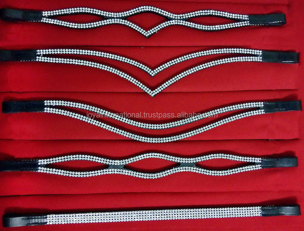 Frontail Pailleté Cristal Pour Cheval – Bride En Cuir Noir (neuf)