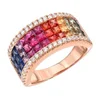 Custom Rainbow Asscher Half Eternity Caged Band 925 Sterling Silver Micro Pave Cubic Zirconia Gold Wedding Engagement Ring Band