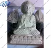 Yellow Marble Stone Carved Sitting Buddha Statue