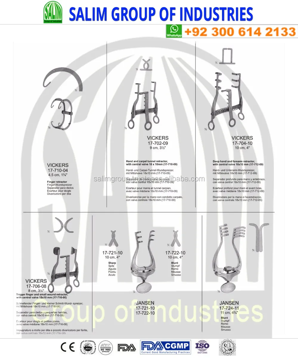 Self Retaining Retractors & Vickers Finger Retractors 