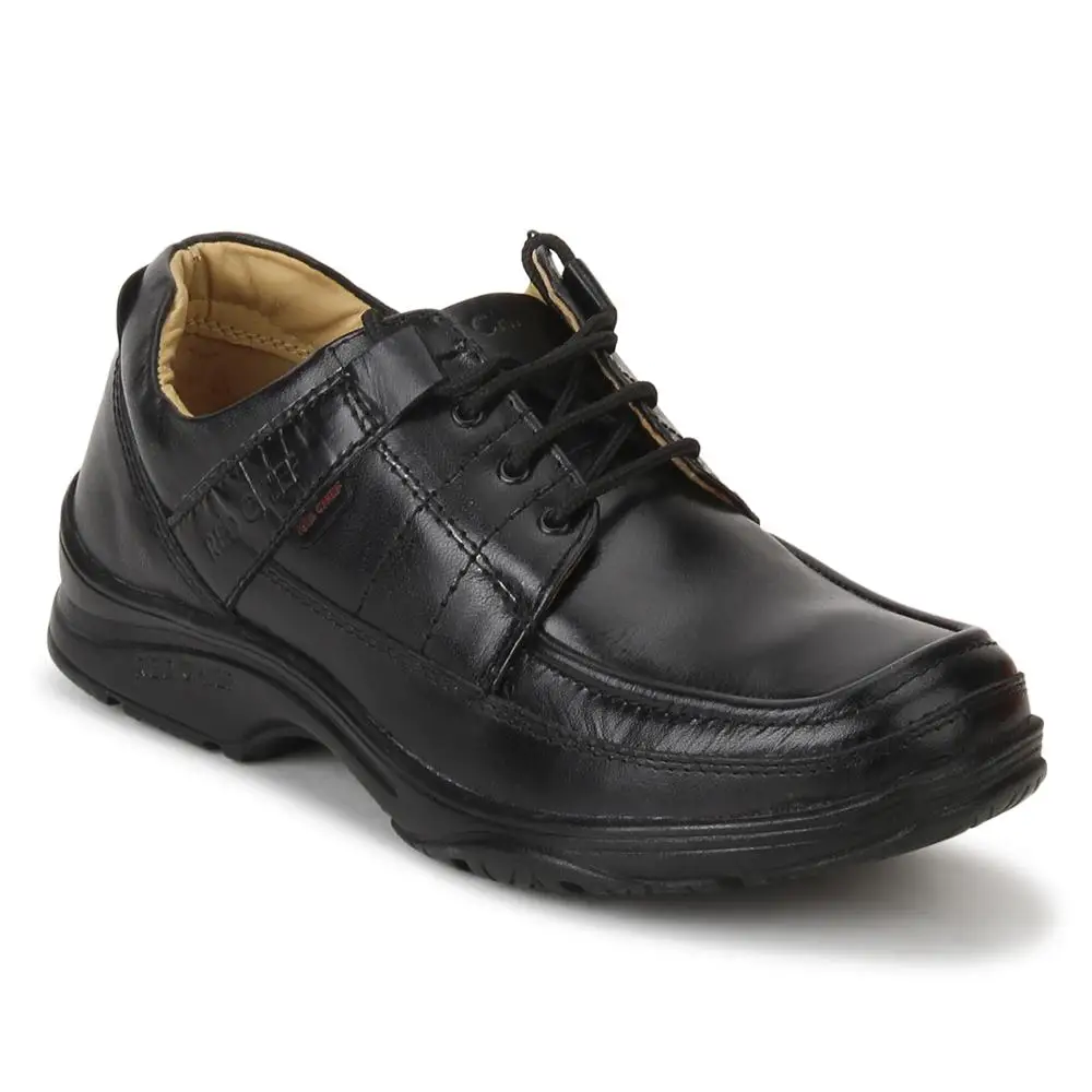 red chief black leather formal shoes
