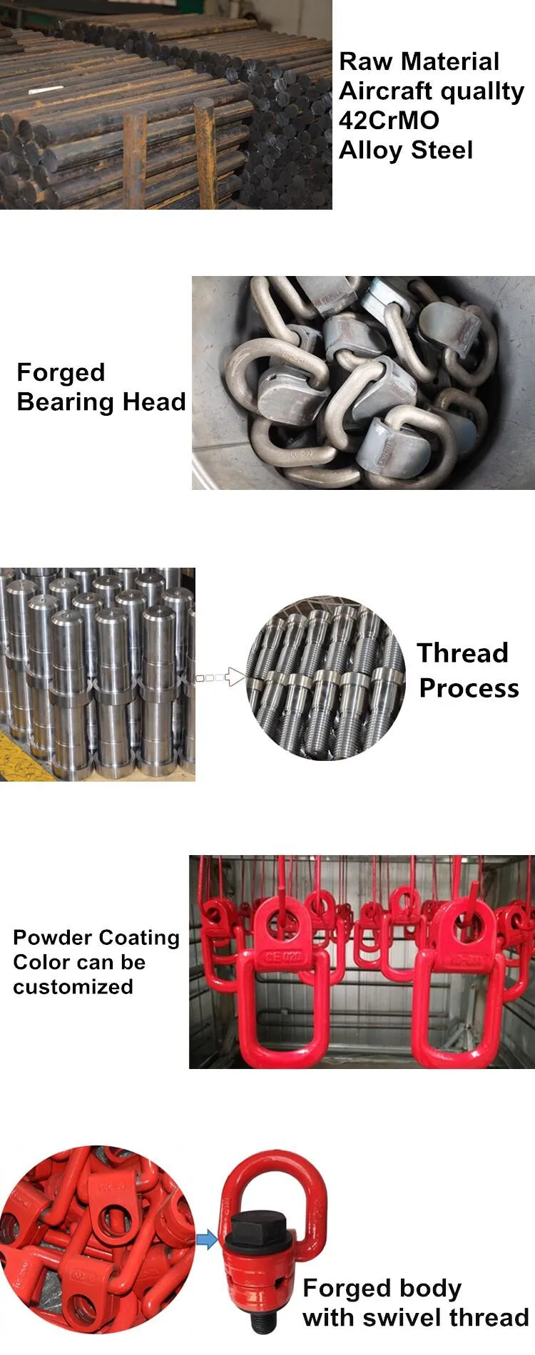 Double Articulated Weldon Swivel Hoist Ring And M16 Eye Bolt Rotating