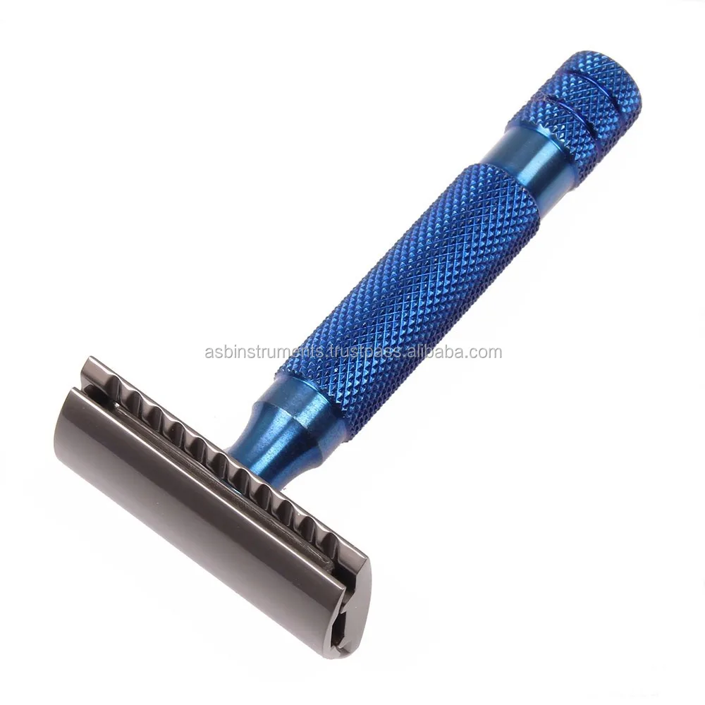 Titanium Blue Heavy Short Handle Double Edge Safety Razor Buy Safety