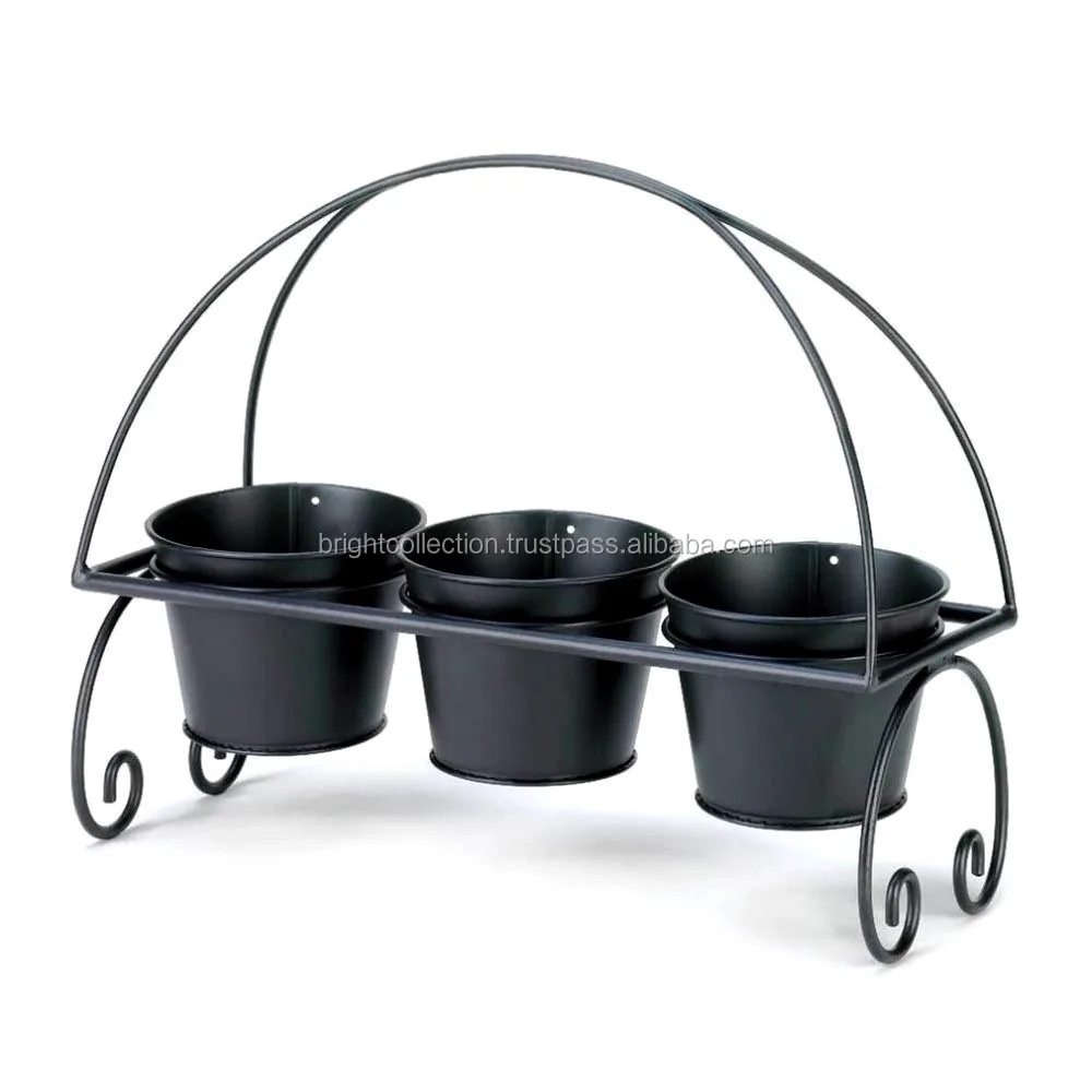 Metal Planters With Embossed Effect Galvanized Metal Flower Buckets Set