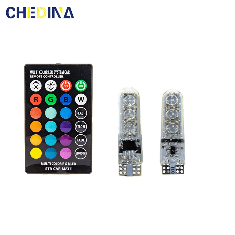 Wholesale 2-Pack 6SMD 5050 W5W RGB T10 Led Lights