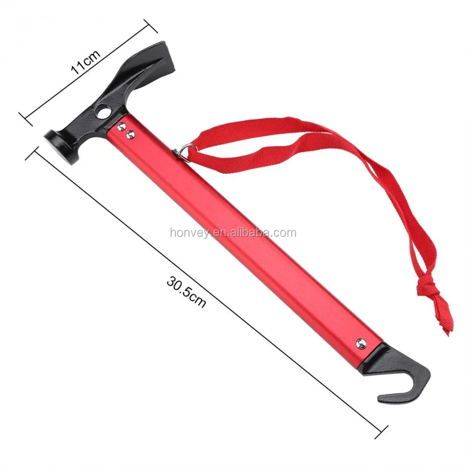 Outdoor Camping Tent Peg Stake Hammer Nail Puller Extractor Multifunctional Tool With Aluminum