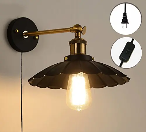 Kiven Plug In Industrial Edison Cage Antique Style Wall Sconce Lamp Cage Wall Sconce Shade Wall Sconce With Lotus Leaf Shade (BD0183)