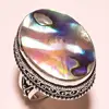 ABALONE SHELL GEMSTONE VINTAGE STYLE .925 SILVER RING Size 9