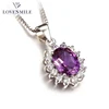 Wholesale nice quality certification jewelry 925 sterling silver necklace pendant natural amethyst pendant