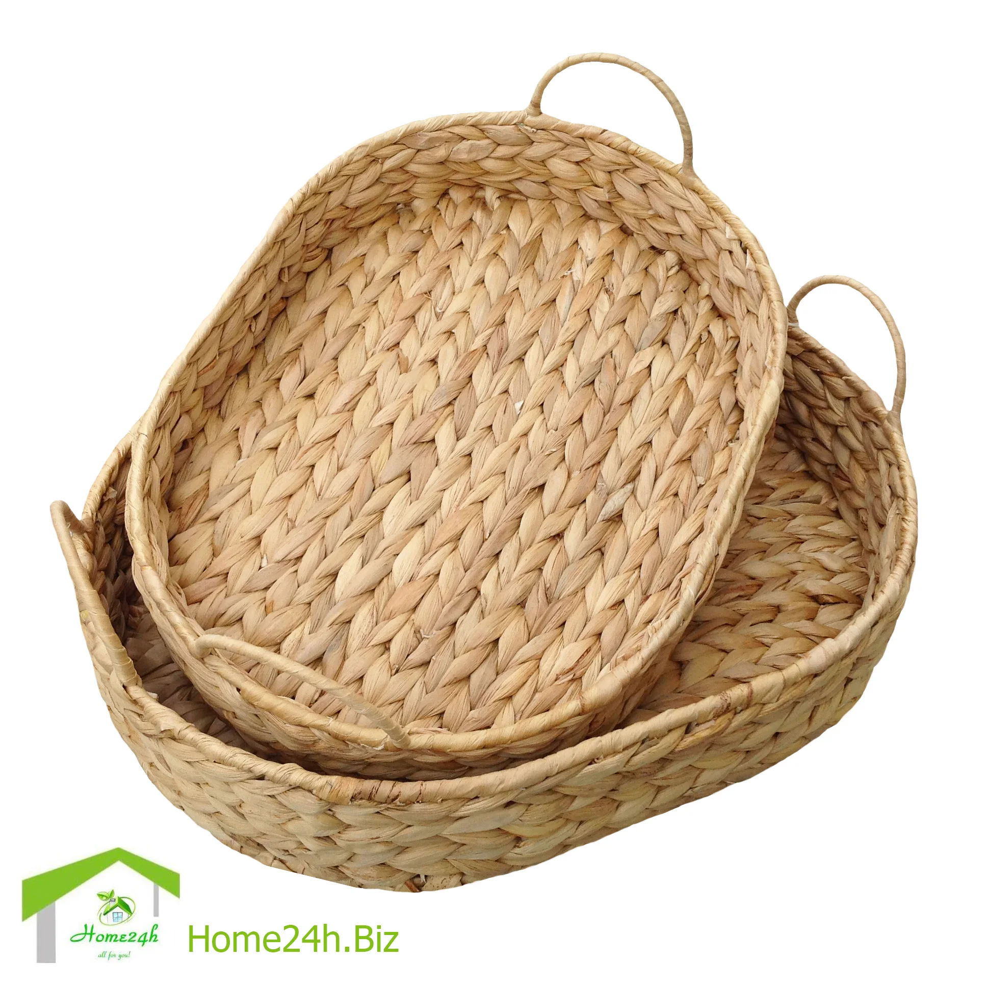 水葫芦椭圆形篮子,手工编织铁金属框架