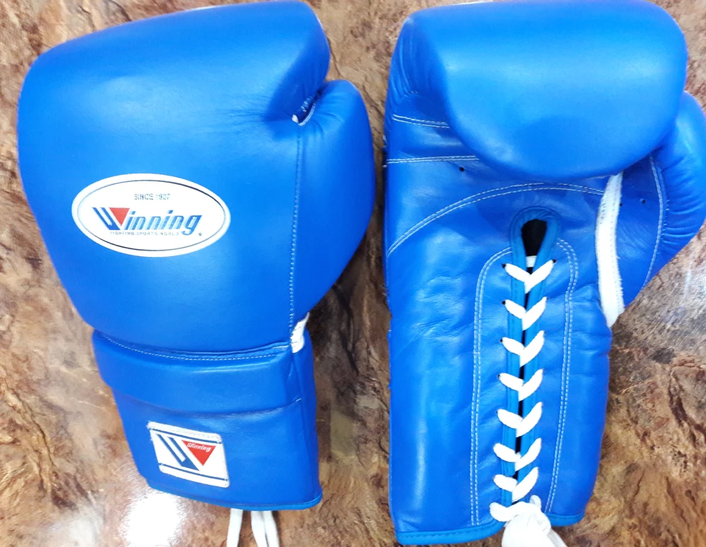 Custom Winning Boxing Set Real Leather Gold Mexican Style Boxing Gloves