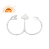 925 Sterling Fine Silver Tow Finger Arrow Design Ring Rainbow Moonstone Gemstone Ring Jewelry Suppliers