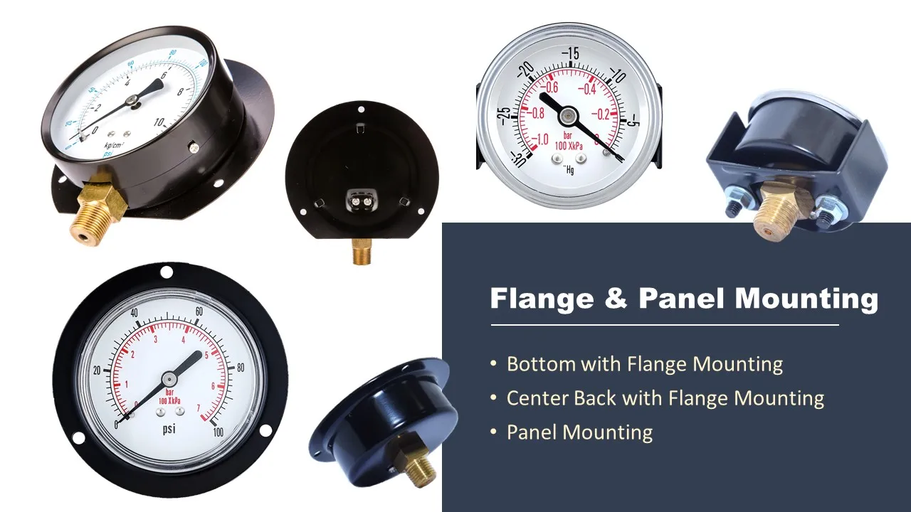 General Purpose En 837-1 Pressure Gauge With Back Front Flange - Buy ...