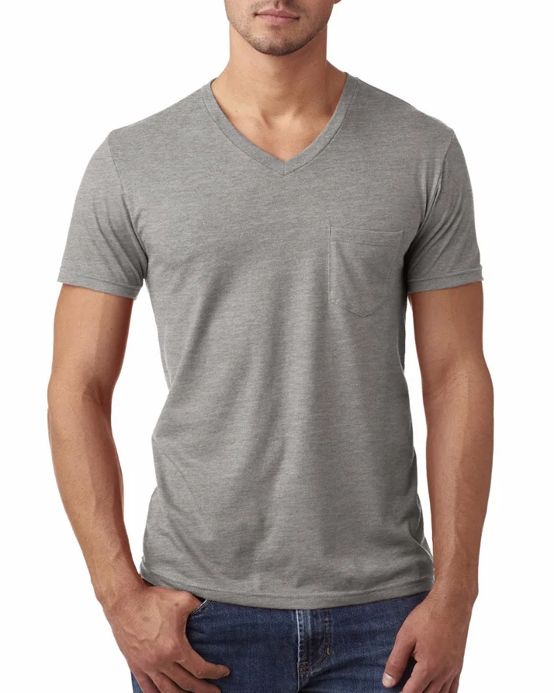 Charcoal 40/% Polyester CVC V-Neck Tee M Next Level Mens 60/% Cotton