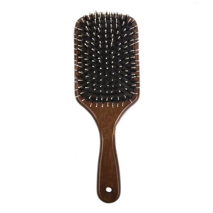 Hot Sale Family Or Travel Wood Paddle Square Hair Brush With Mixed 