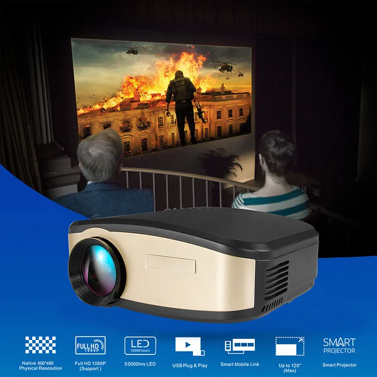Topkey 2019 smart projector android LED LCD 1080p projector Built-in Speaker WIFI wireless mobile projector