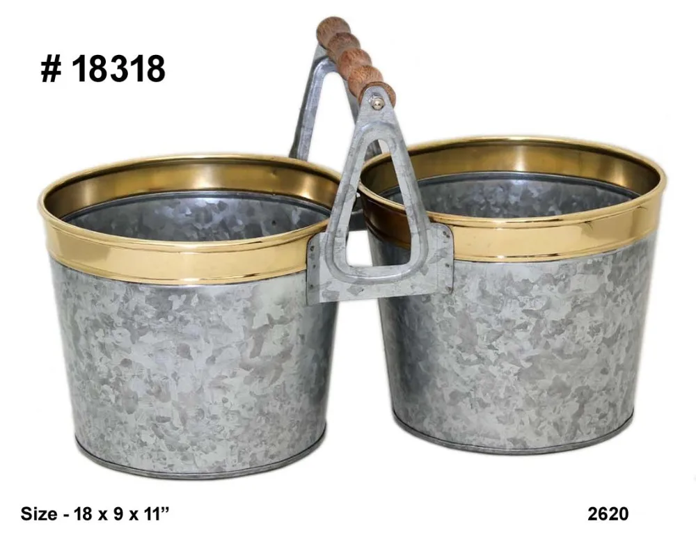 Custom Gold Strip Galvanized Metal Four Compartment Utensils Holder