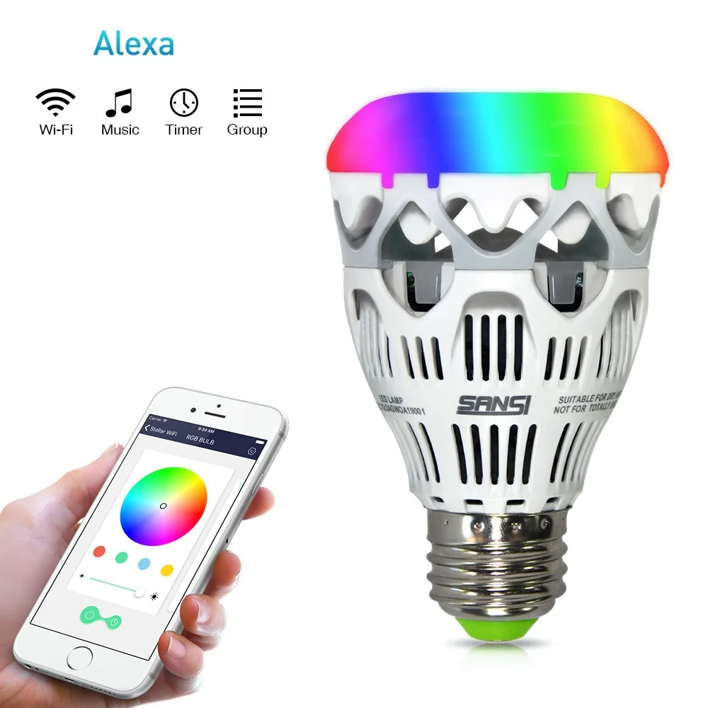 SANSI rgb Led bulb 800 lumen WiFi Color Changing 10w Light Bulb for Smart Home System