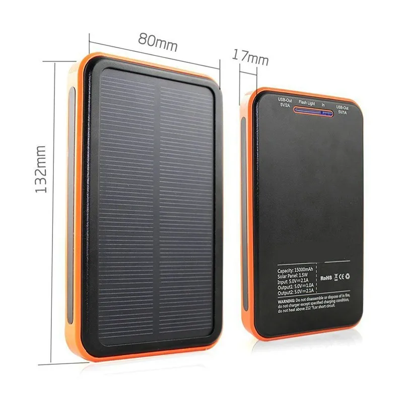 Solar Charger 10000mah Outdoor Portable Charger Solar Power Bank Dual