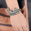 Solid 925 Sterling Silver Animal Vintage Style Jewelry Natural Pave Diamond Emerald Lizard Bangle