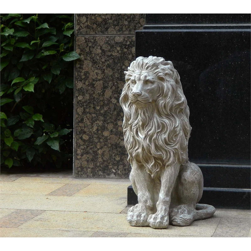 Zoo Decoration Life Size Fiberglass Resin Sitting Lion Statue Art
