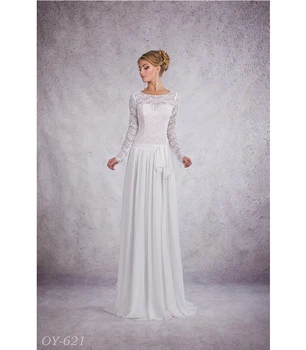 long sleeve silk bridal gowns