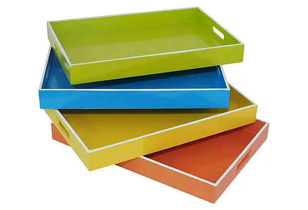 colorful serving trays