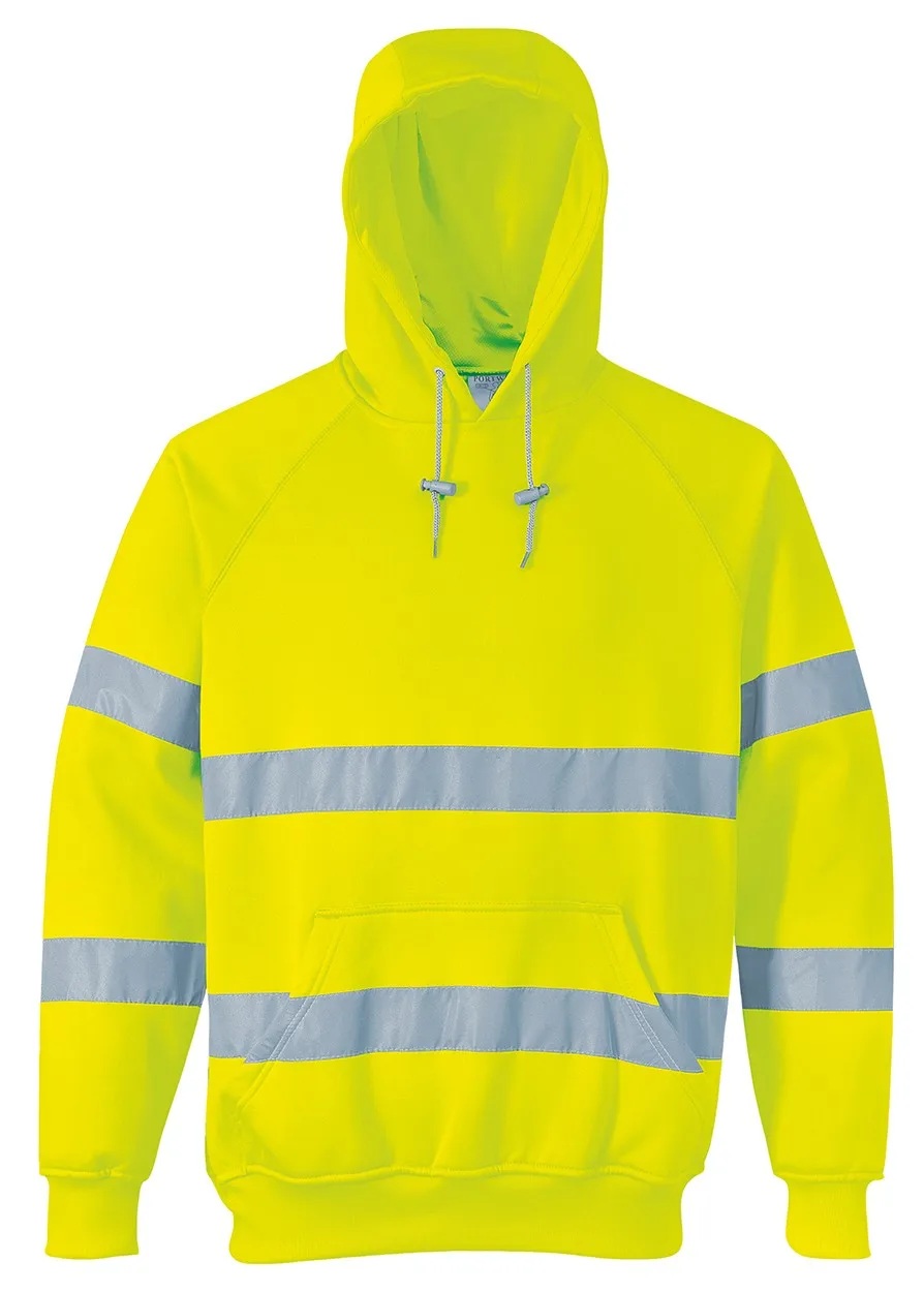 Hi Viz Vis High Visibility Jacket Hoodie Work Zip Hooded SweatShirt Fleece S-5XL