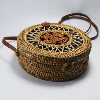 round rattan basket bag