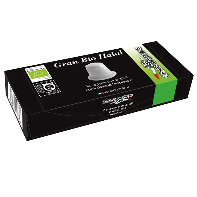 
ITALIAN GRAN BIO/ORGANIC HALAL COFFEE 10 CAPSULES - COMPATIBLE NESPRESSO CAPSULES 