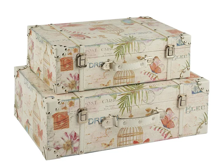 Vintage style retro printed butterfly suitcase for travel
