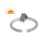 Oxidized 925 Silver Ring Tilted Natural Labradorite Gemstone Handmade Designer Twisted Ring Jewelry Wholesaler