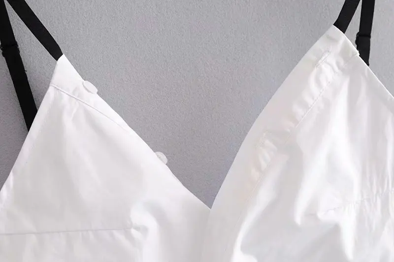 White V-neck cross neck hanging loose clothing vest top for women